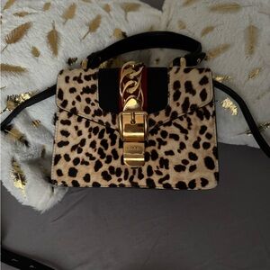 Gucci Leopard Print Mini Bag with Gold Chain